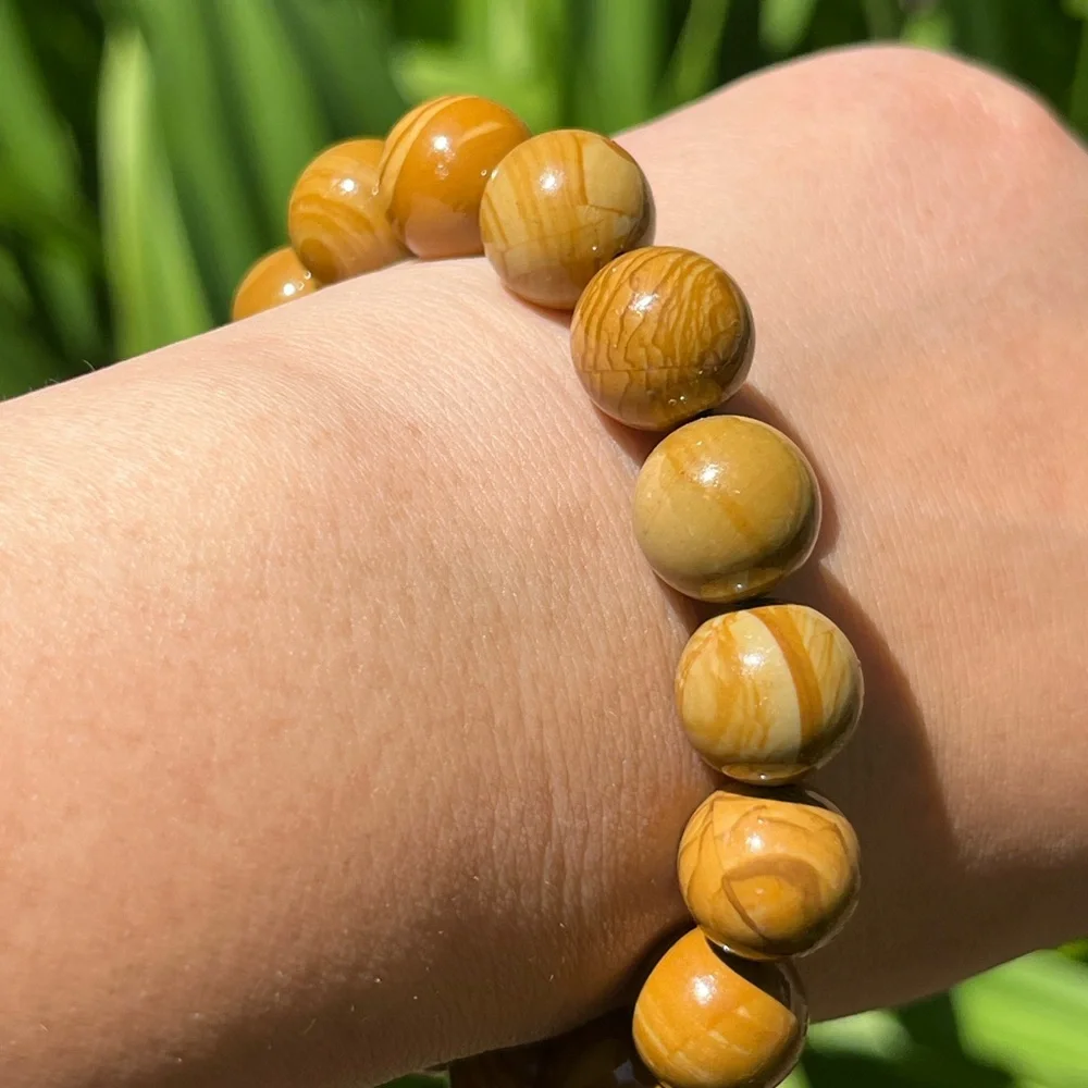 12.5mm‎ stretchable petrified wood bracelet